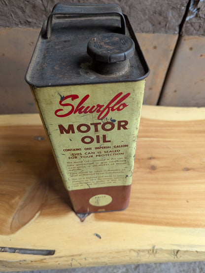 Vintage Shurflo 4-Quart Oil Tin