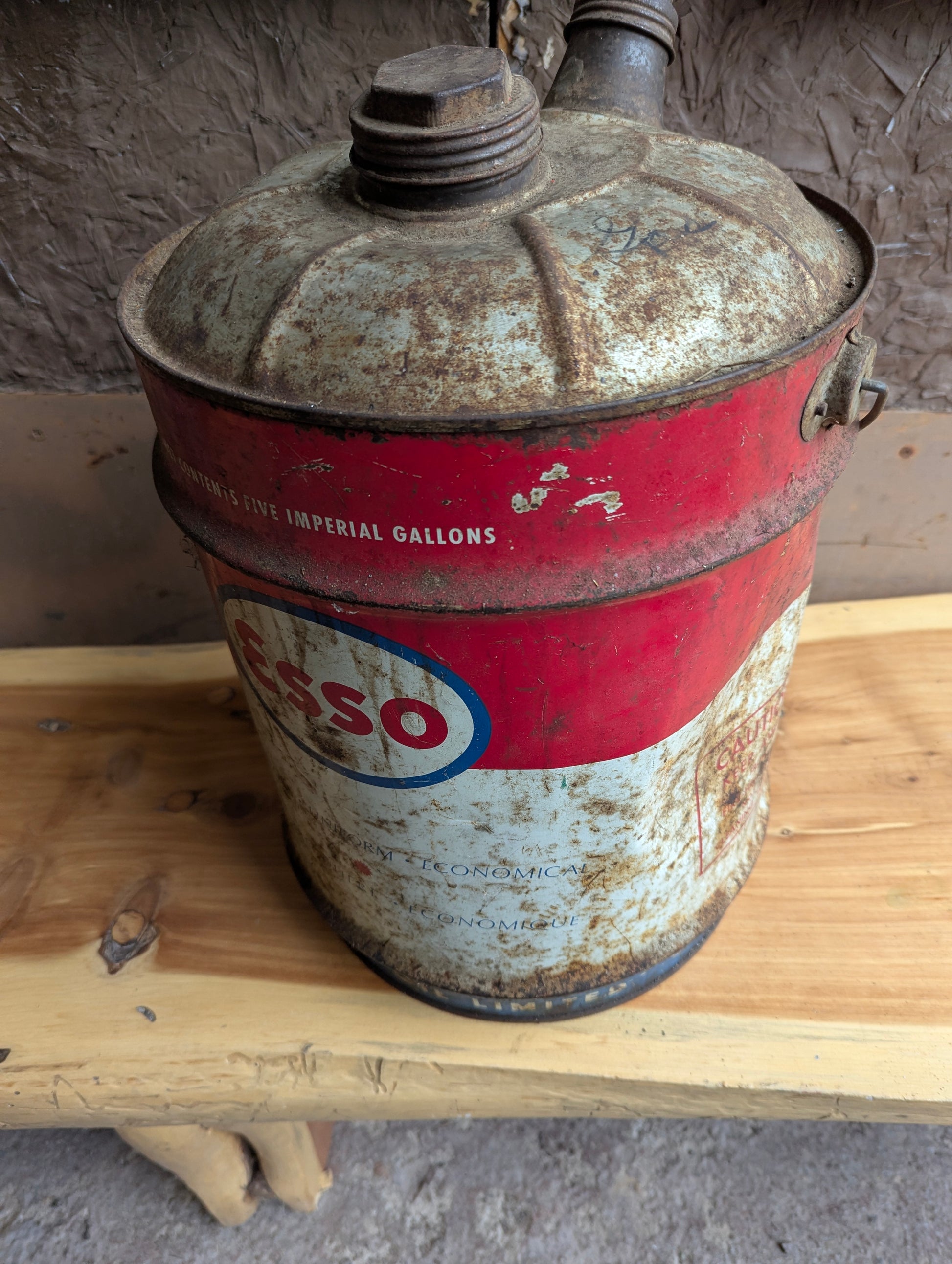 Vintage Esso 5 Gallon Gas Can Gasoline