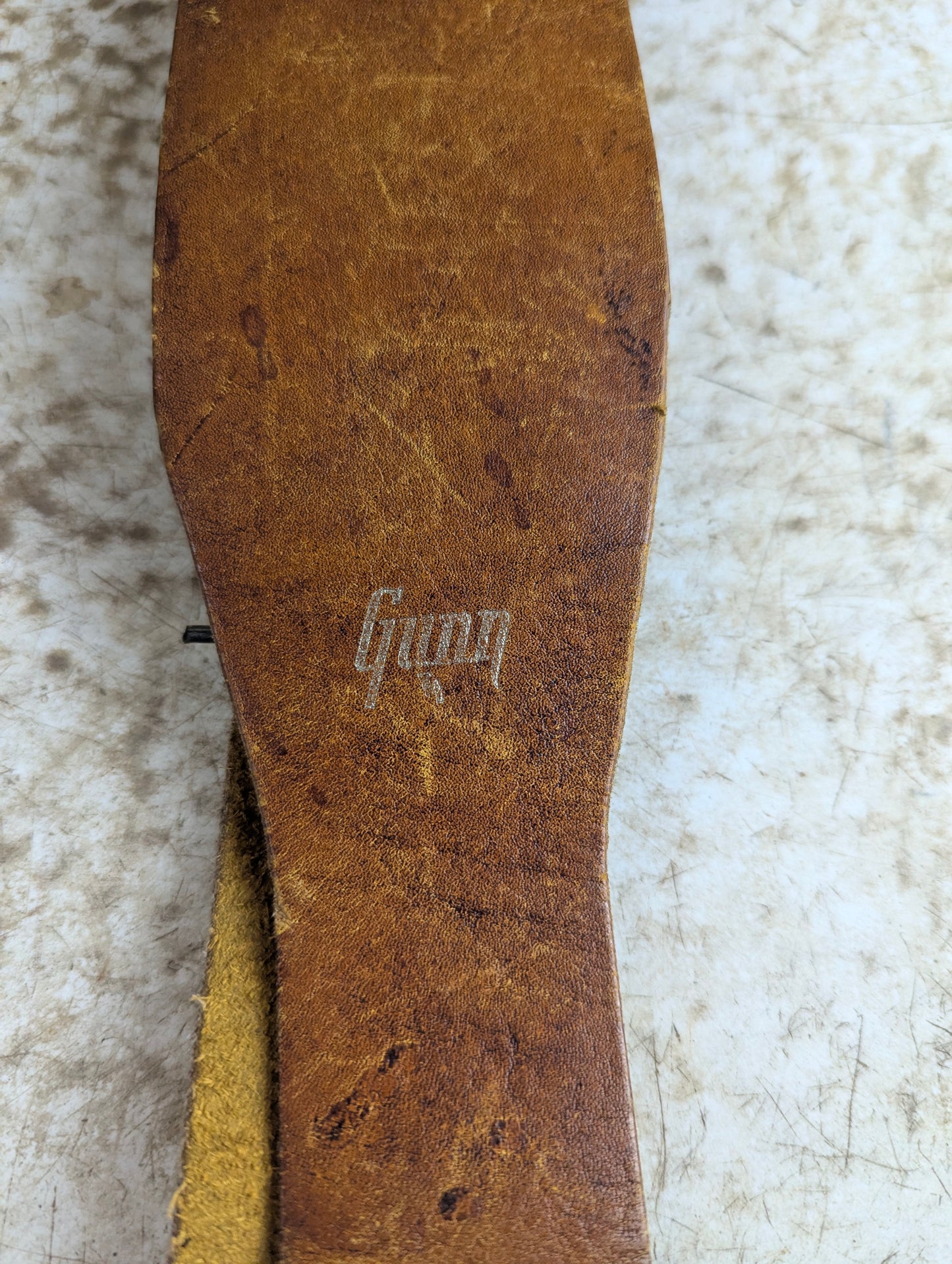 Vintage Leather Guitar Strap with Maple Leaf Design 46" Long