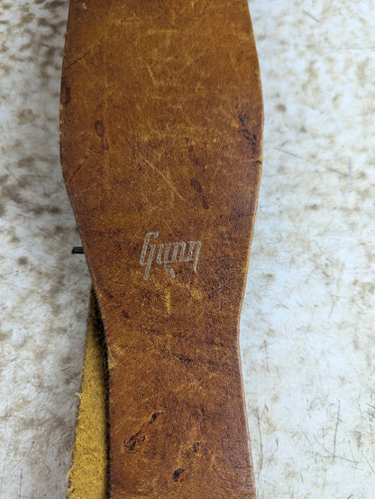 Vintage Leather Guitar Strap with Maple Leaf Design 46" Long