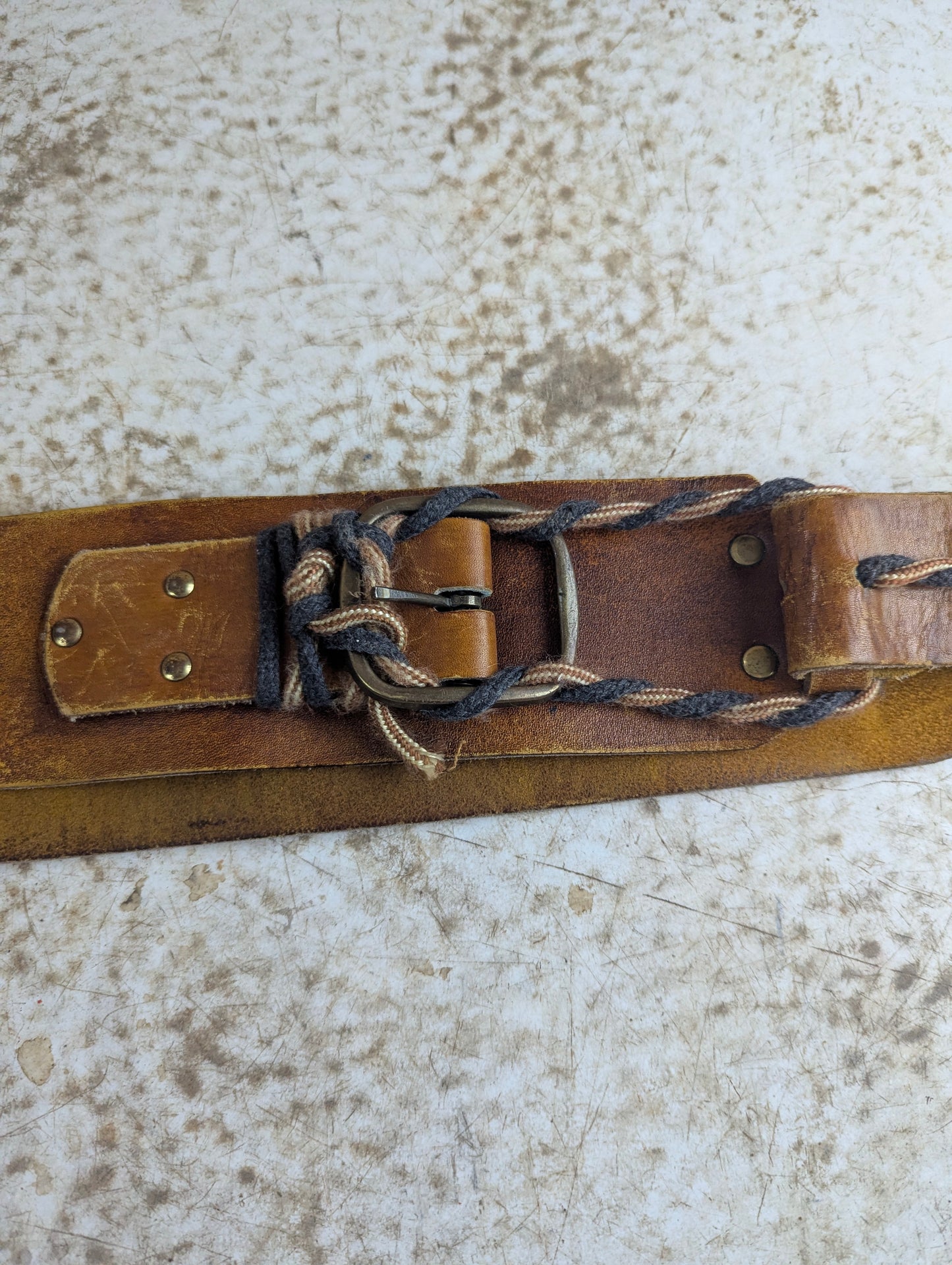 Vintage Leather Guitar Strap with Maple Leaf Design 46" Long