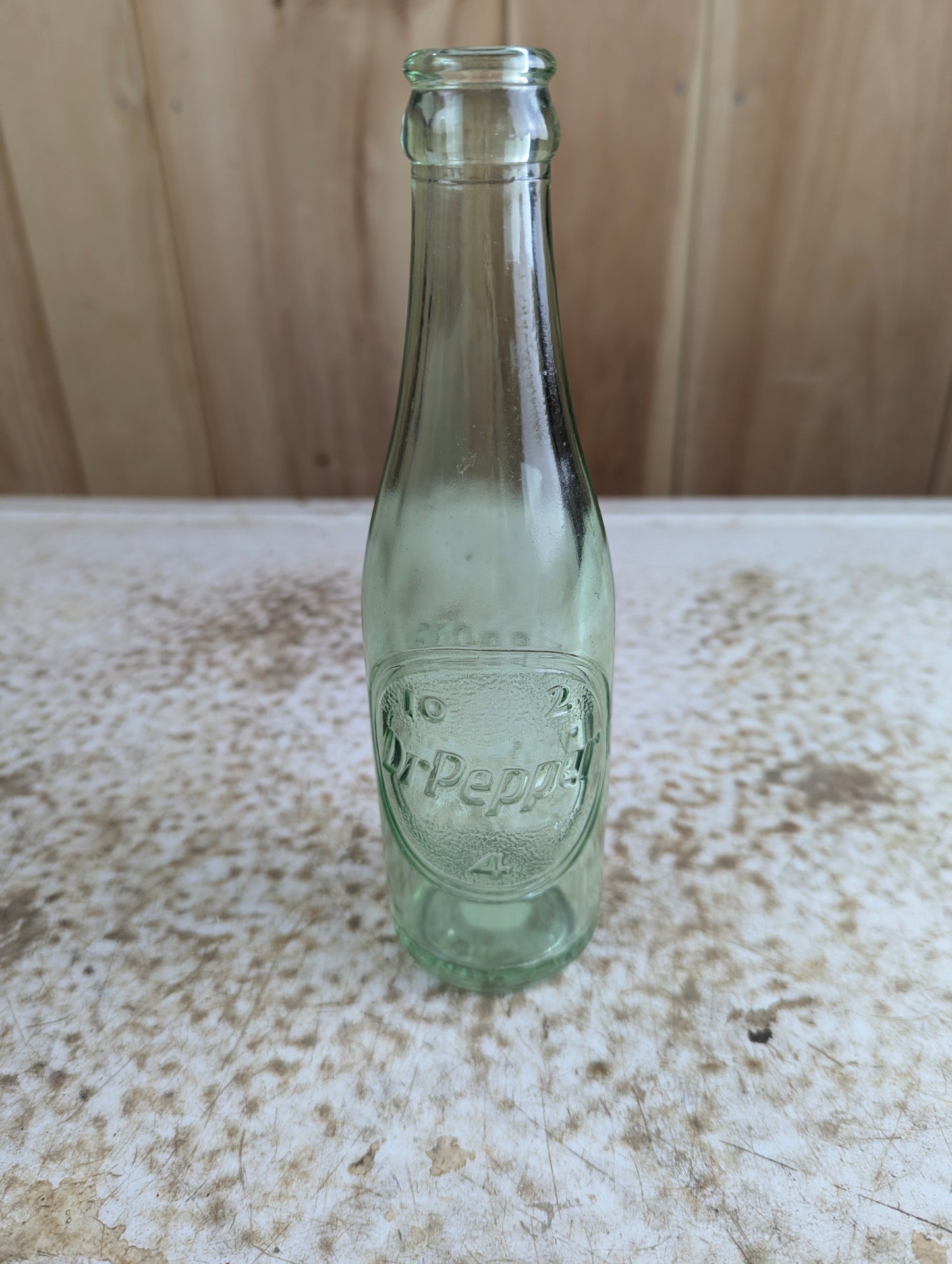 1953 6oz Dr. Pepper Green Duraglass Lexington, KY Embossed Soda Bottle
