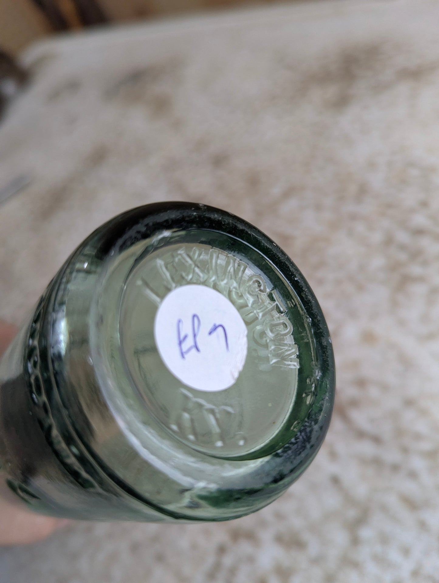 1953 6oz Dr. Pepper Green Duraglass Lexington, KY Embossed Soda Bottle