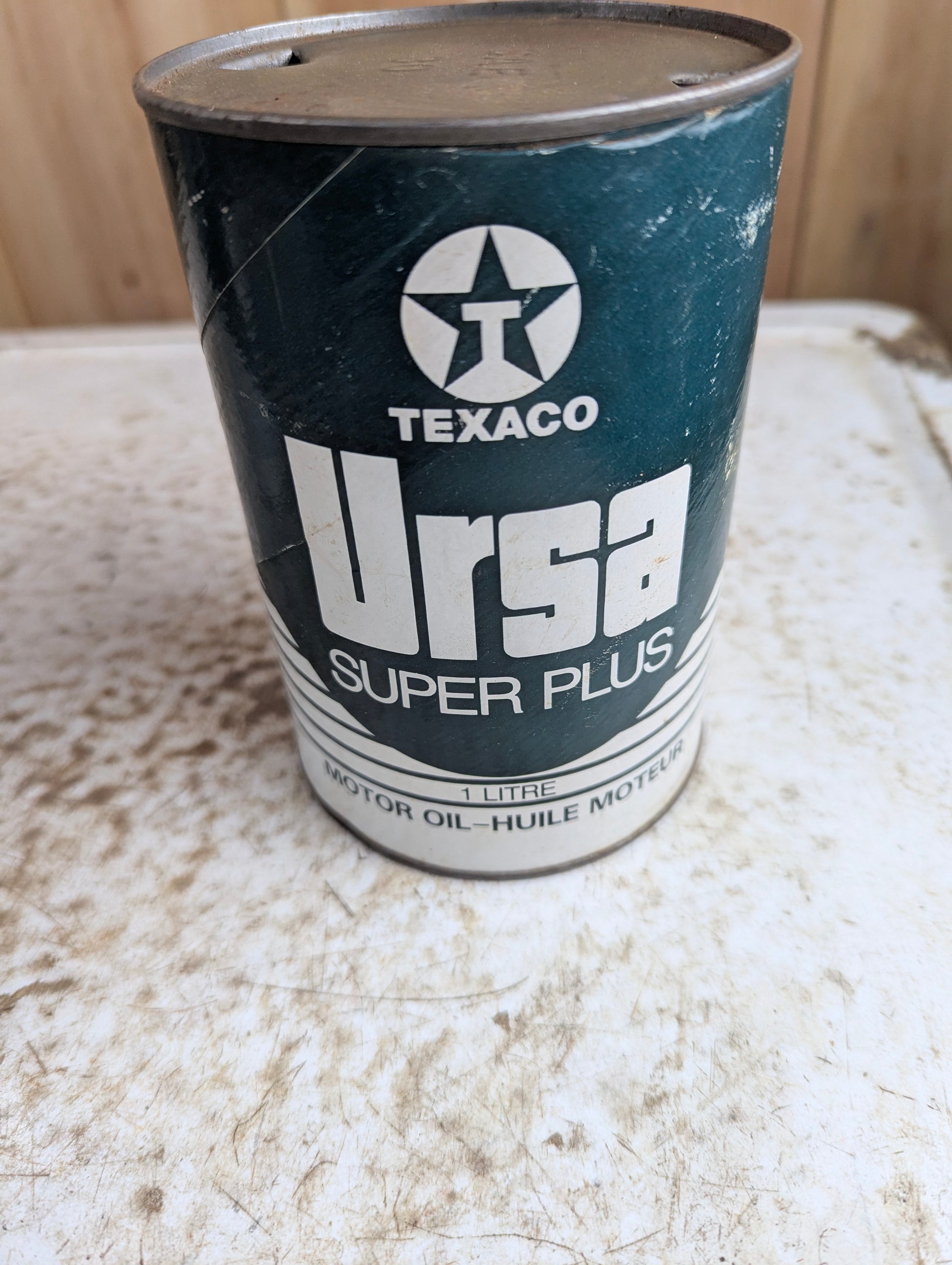 Vintage Texaco Canada Ursa Super Plus 1-liter Motor Oil Can