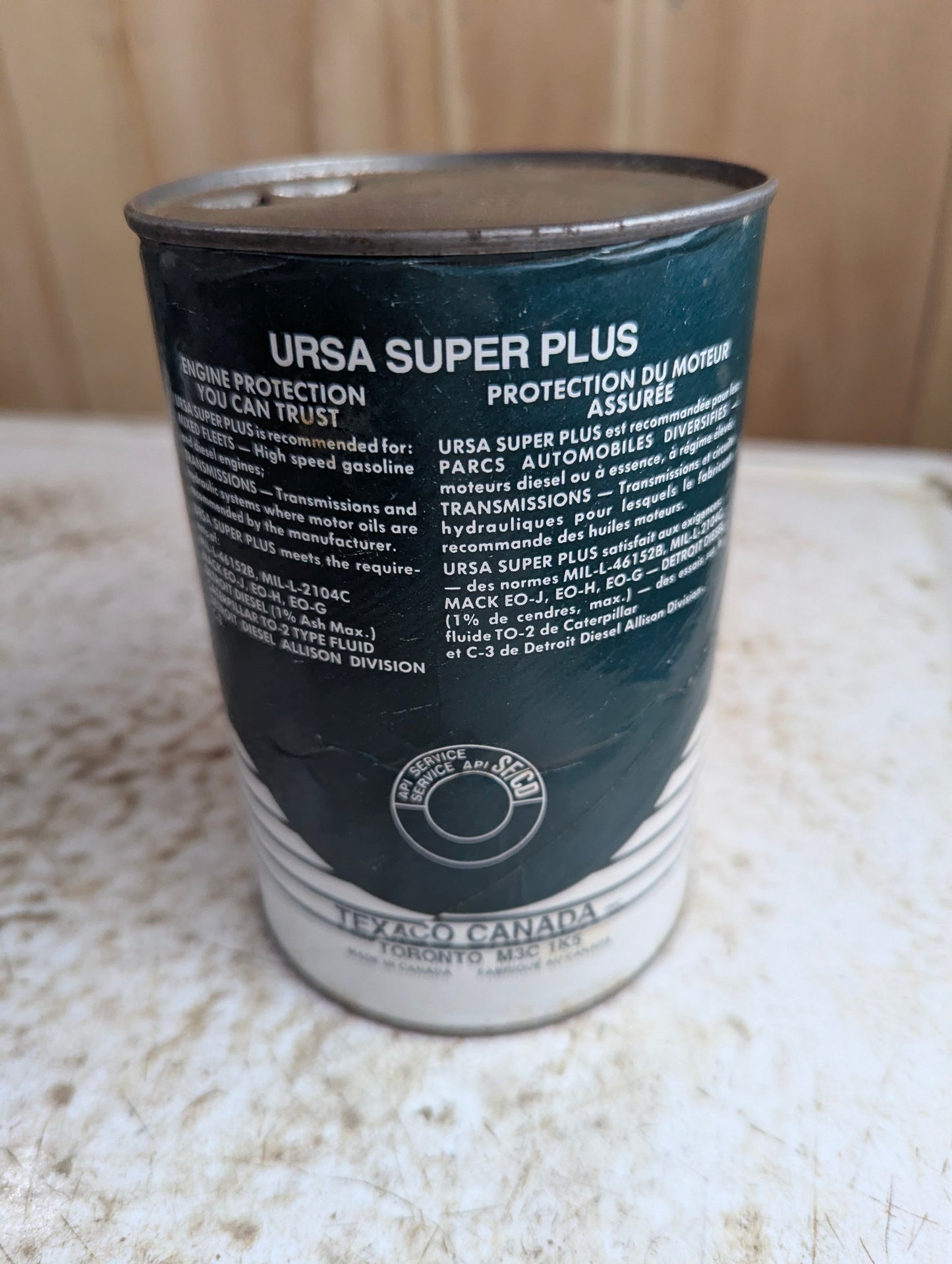 Vintage Texaco Canada Ursa Super Plus 1-liter Motor Oil Can