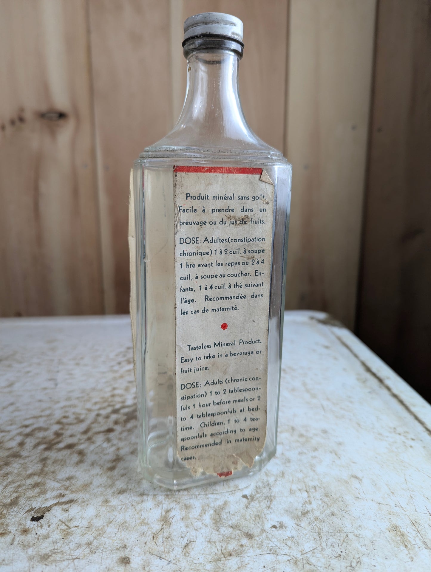 1930s Familex Minteral Oil Medicine Bottle with Labels and Cap