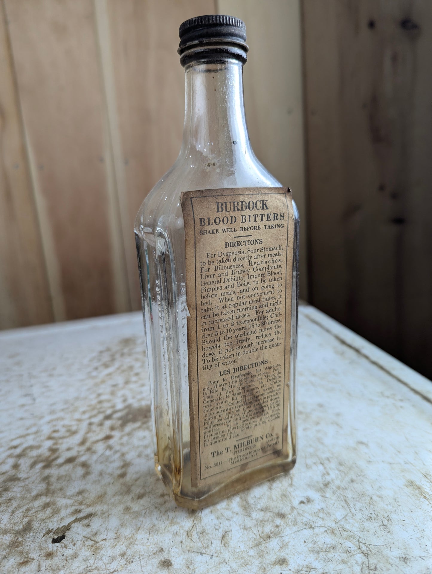 Antique Burdock Blood Bitters Patent Medicine Bottle with Label and Cap
