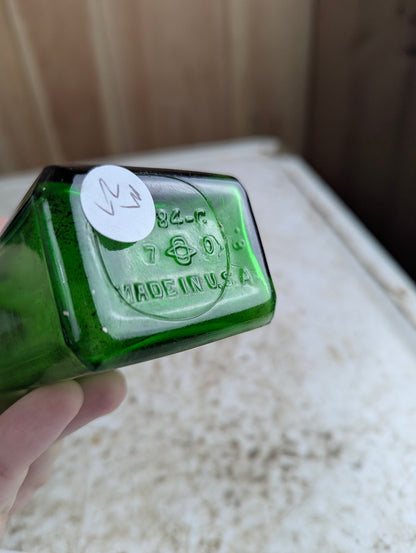 Vintage F.H. Pfunder Green Glass Medicine Bottle with Cap