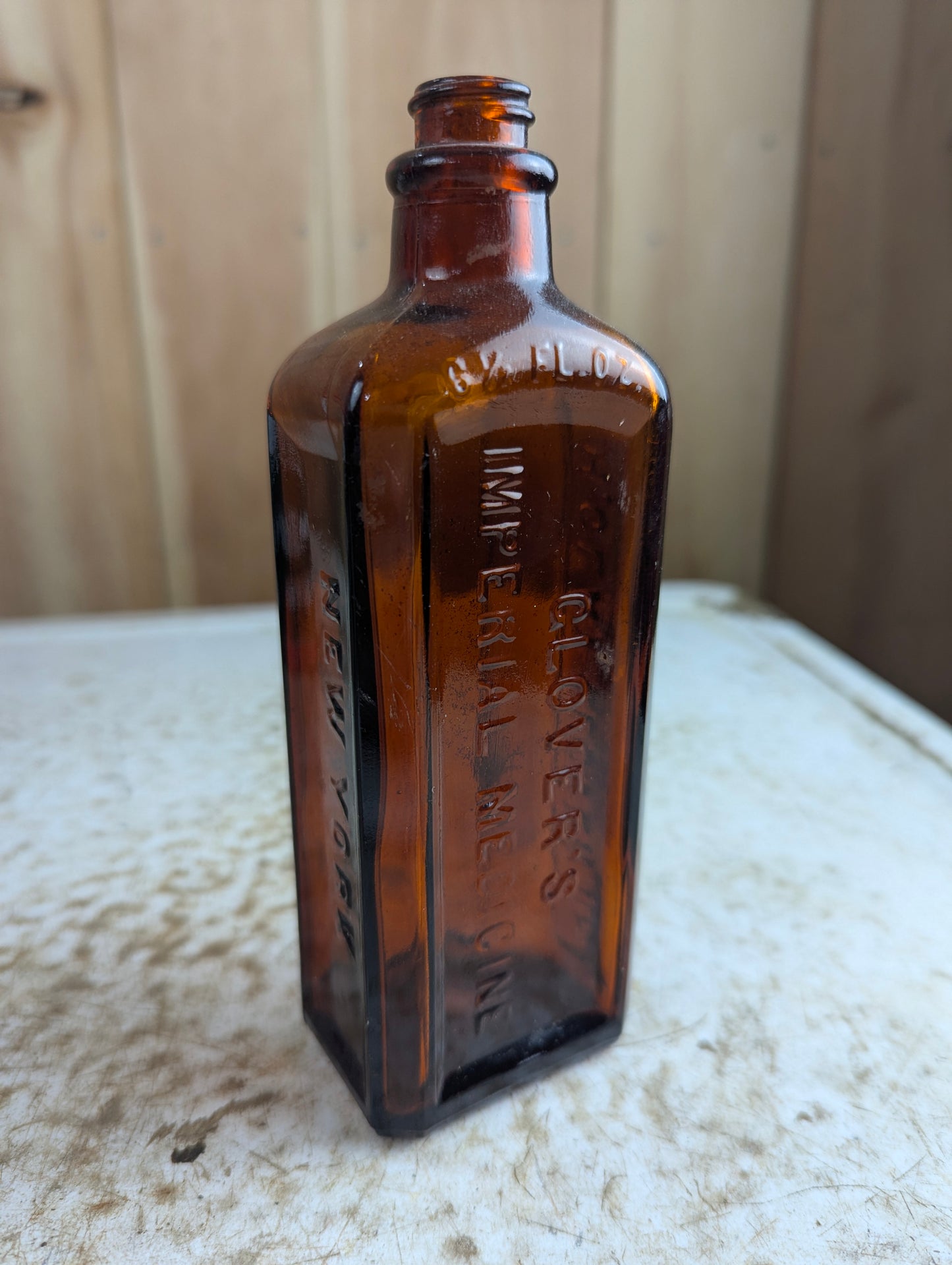 Antique Glover's Imperial Medicine Bottle Amber Glass H. Clay Glover Co. 6.5oz