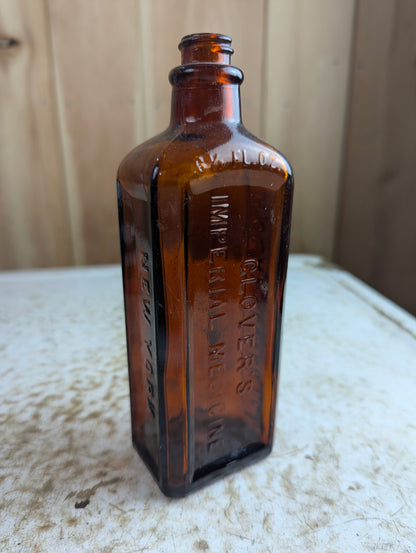 Antique Glover's Imperial Medicine Bottle Amber Glass H. Clay Glover Co. 6.5oz