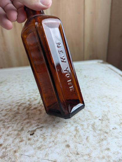 Antique Glover's Imperial Medicine Bottle Amber Glass H. Clay Glover Co. 6.5oz