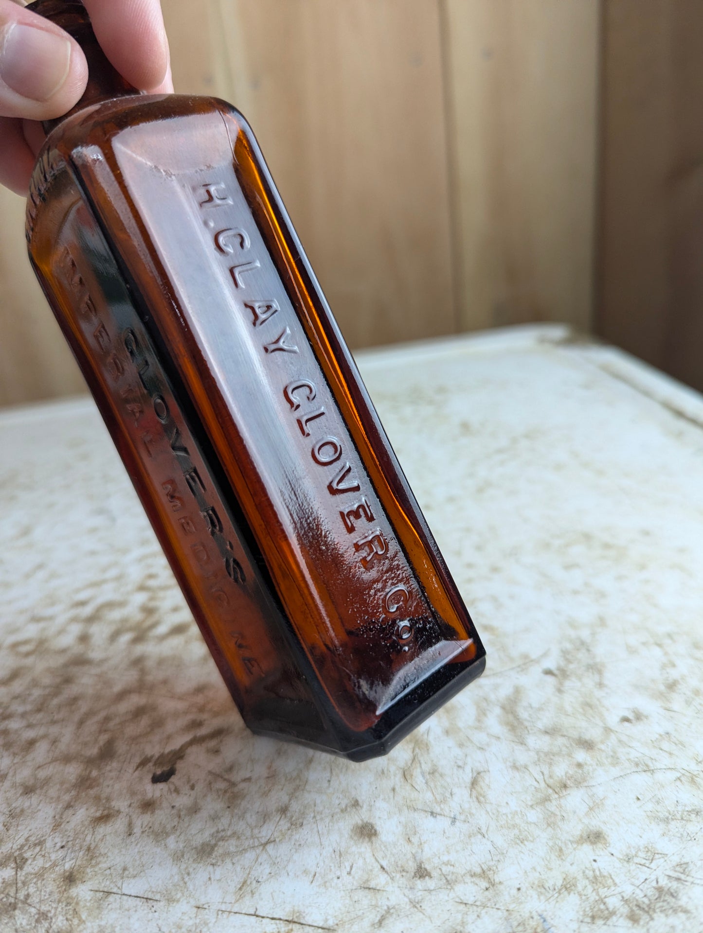 Antique Glover's Imperial Medicine Bottle Amber Glass H. Clay Glover Co. 6.5oz