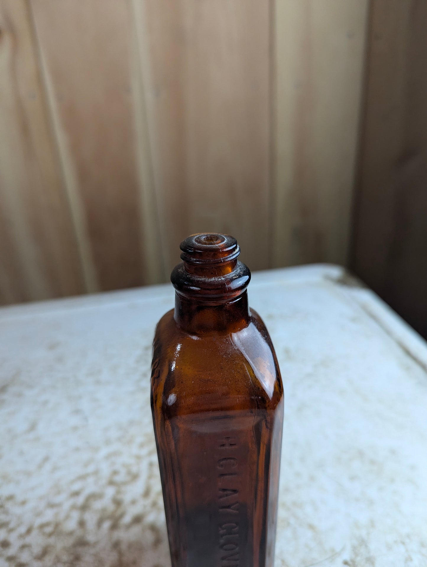 Antique Glover's Imperial Medicine Bottle Amber Glass H. Clay Glover Co. 6.5oz