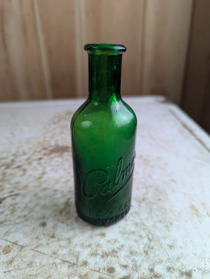 1800s Solon Palmer Embossed Green Glass Perfume Cologne Bottle