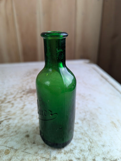 1800s Solon Palmer Embossed Green Glass Perfume Cologne Bottle