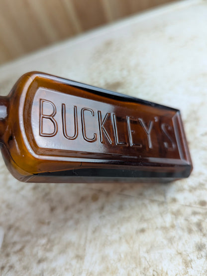 1930s Buckley's Amber Glass Cough Syrup Medicine Bottle