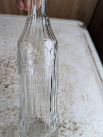 Vintage 10oz Irish Dry Embossed Glass Soda Bottle