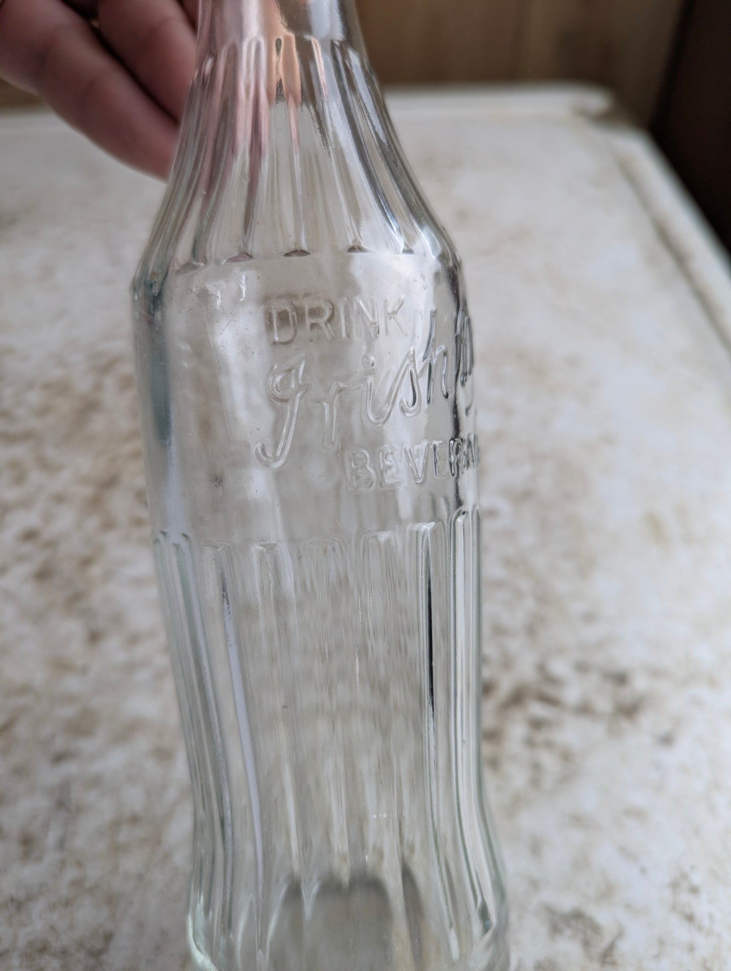 Vintage 10oz Irish Dry Embossed Glass Soda Bottle