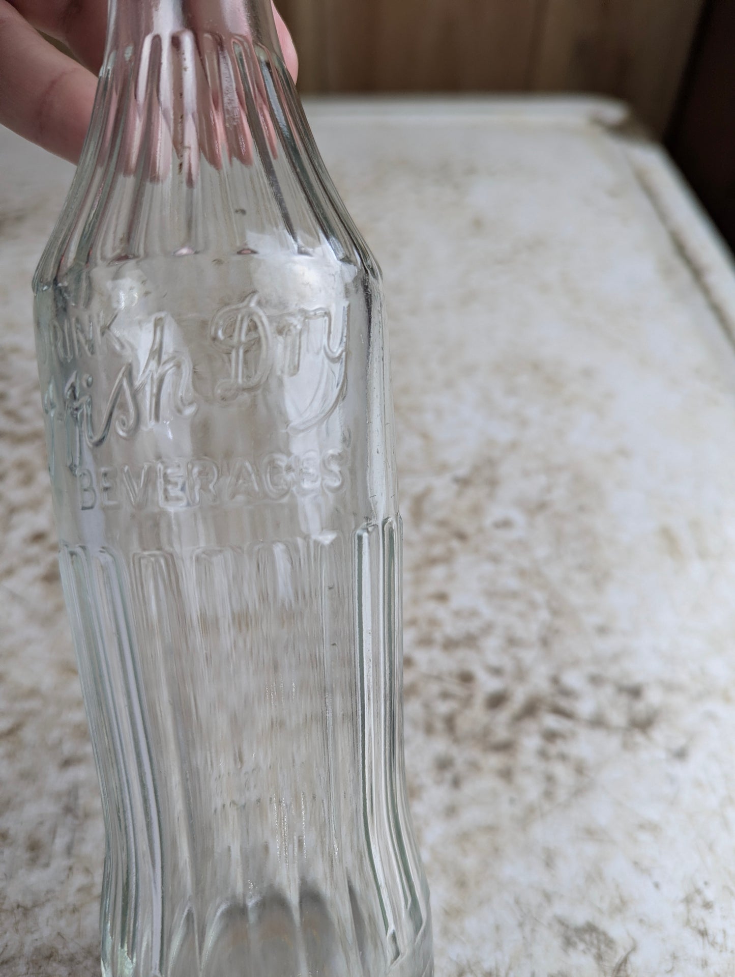 Vintage 10oz Irish Dry Embossed Glass Soda Bottle