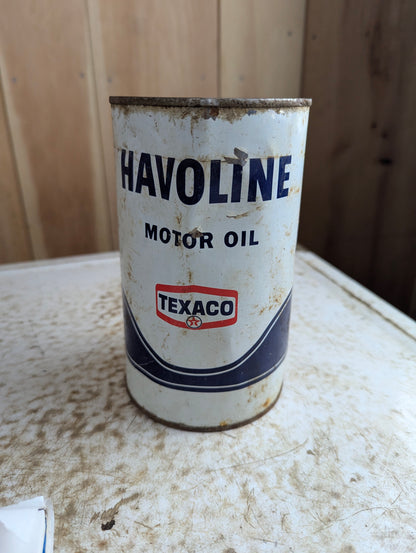 Vintage Texaco Canada Havoline 1 Quart Motor Oil Can - Open, No Top