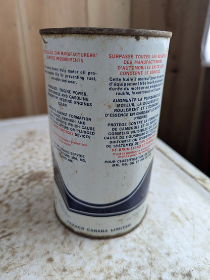 Vintage Texaco Canada Havoline 1 Quart Motor Oil Can - Open, No Top