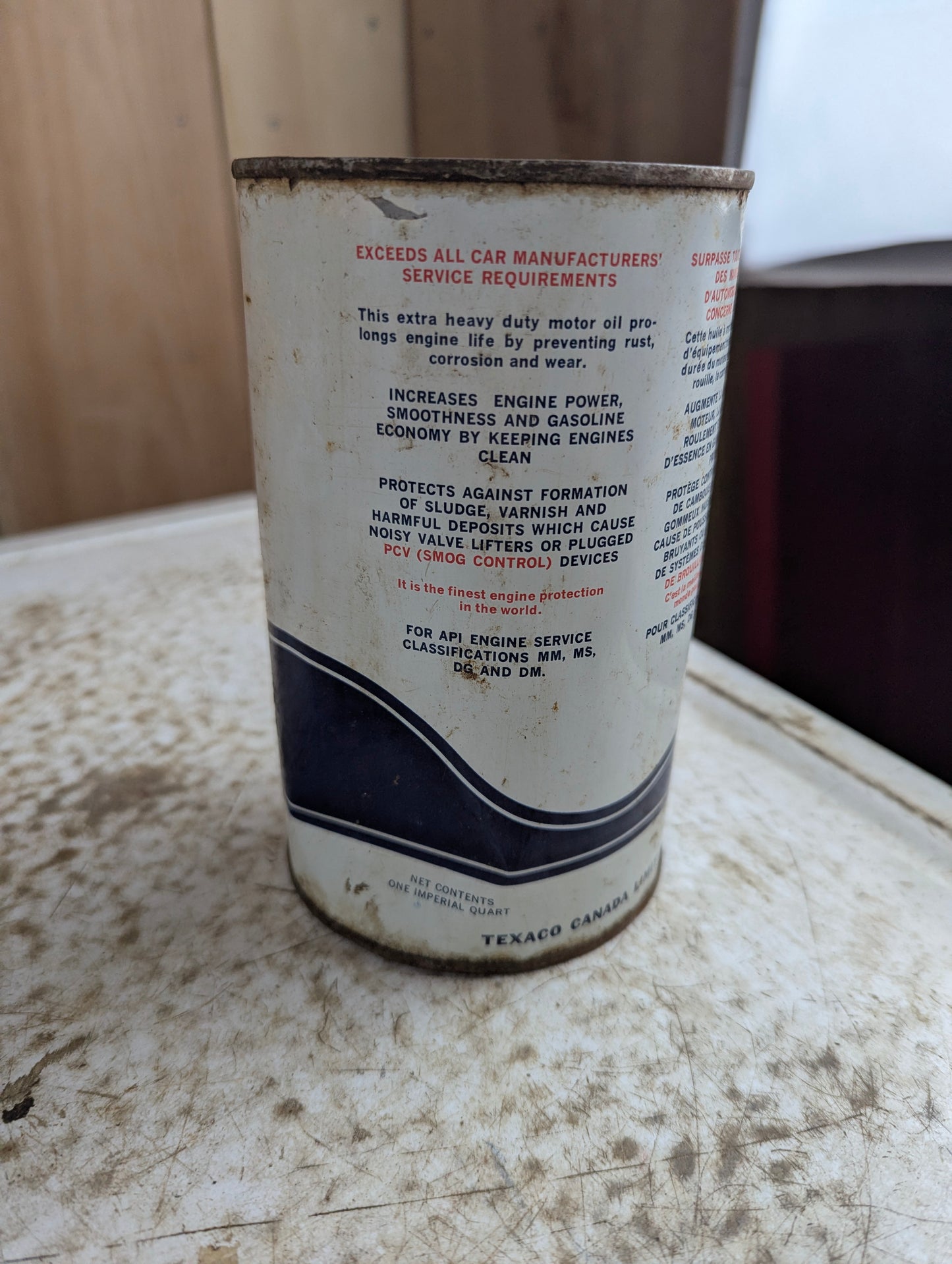 Vintage Texaco Canada Havoline 1 Quart Motor Oil Can - Open, No Top