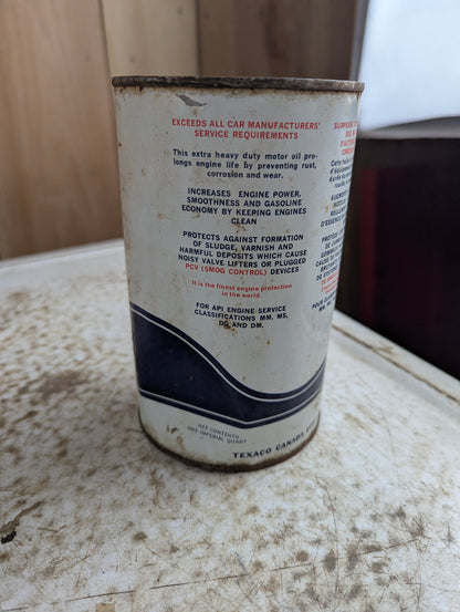 Vintage Texaco Canada Havoline 1 Quart Motor Oil Can - Open, No Top