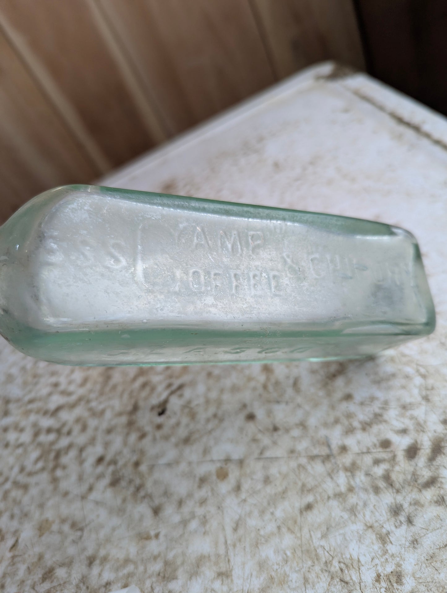 Antique Paterson's Camp Coffee & Chicory Essence Large Embossed Glass Bottle