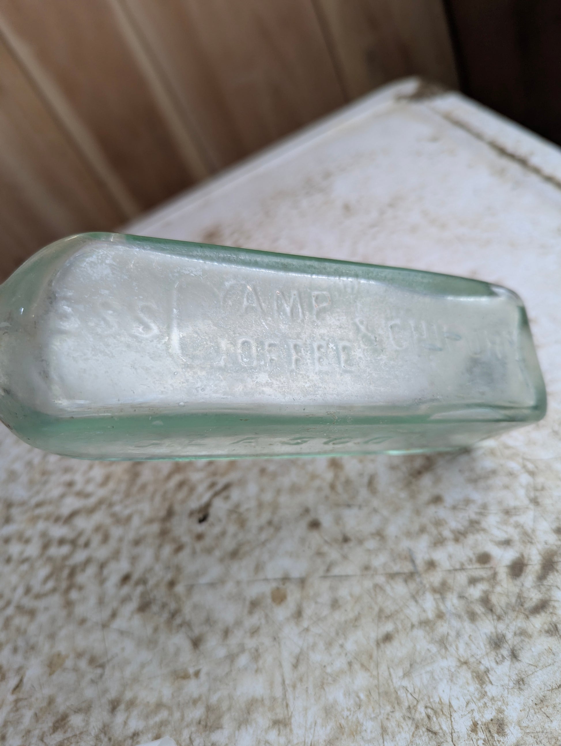 Antique Paterson's Camp Coffee & Chicory Essence Large Embossed Glass Bottle