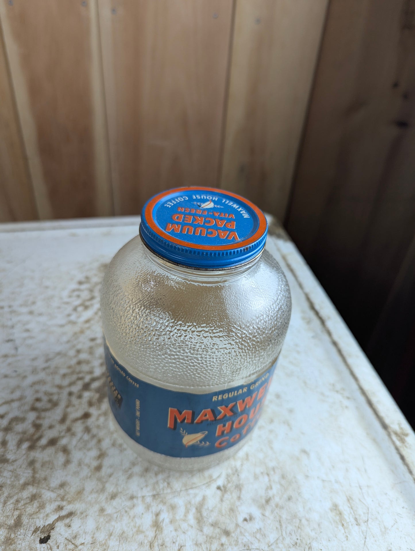 Vintage Maxwell House 1lb Glass Coffee Jar with Original Label and Lid