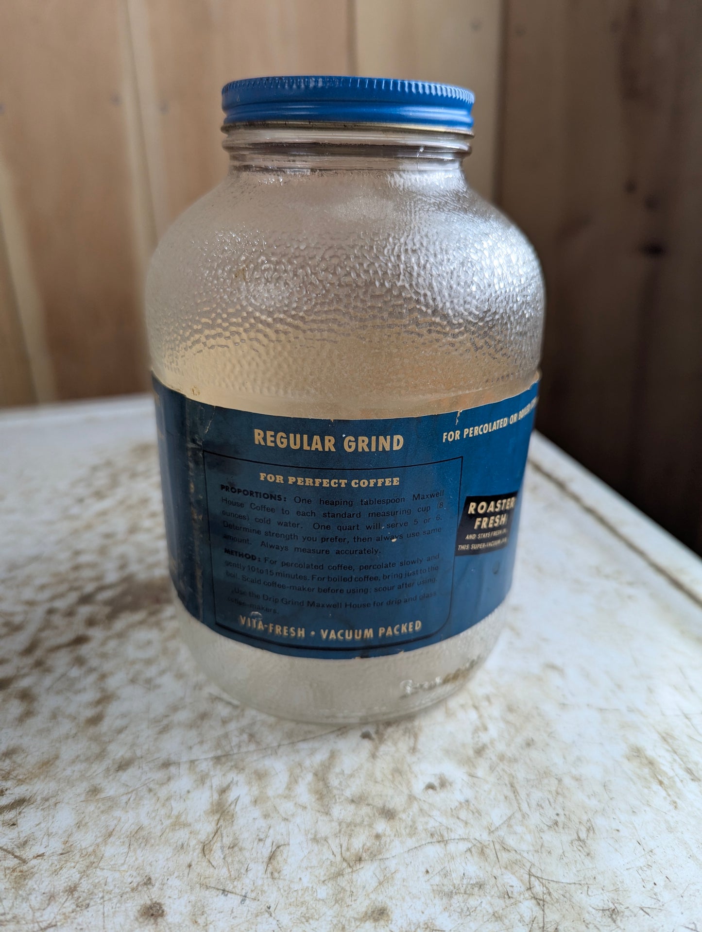 Vintage Maxwell House 1lb Glass Coffee Jar with Original Label and Lid