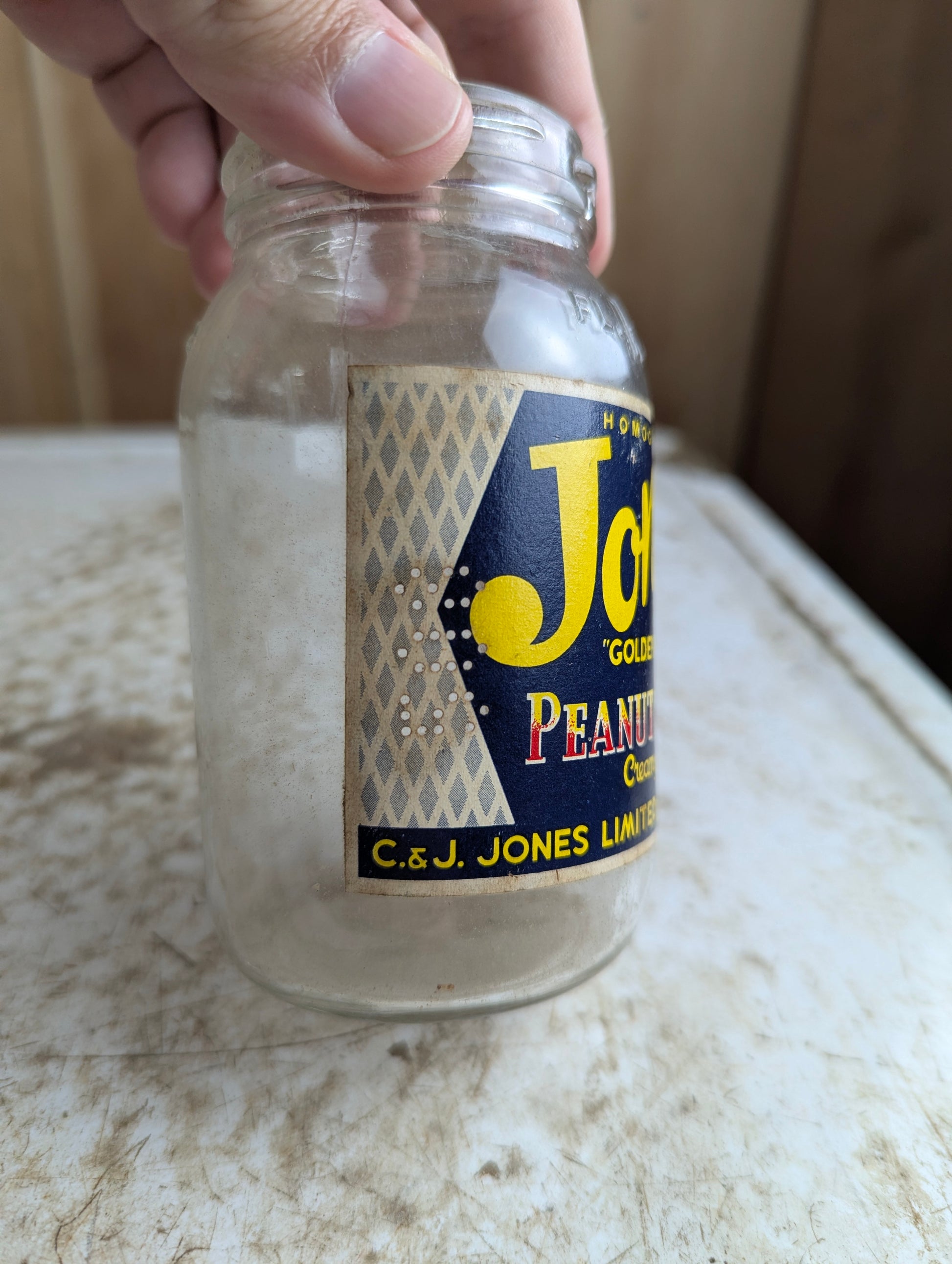 Vintage Jones 'Golden Nut' Peanut Butter 12oz Jar with Original Label
