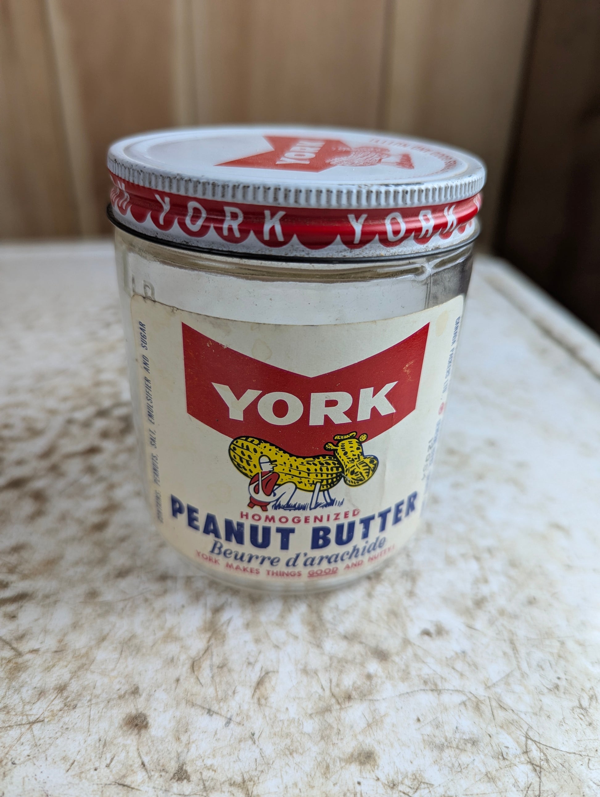 Vintage York Peanut Butter Glass Jar with Original Label and Lid
