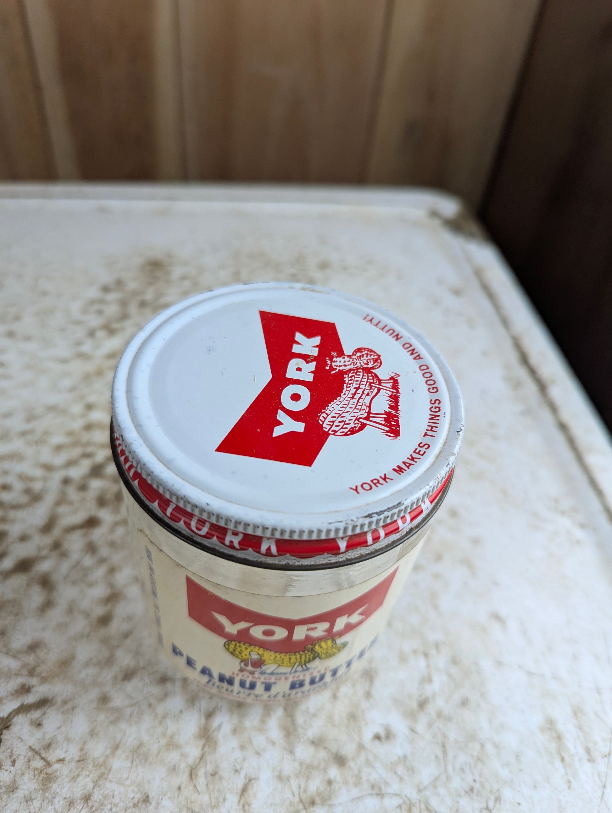 Vintage York Peanut Butter Glass Jar with Original Label and Lid