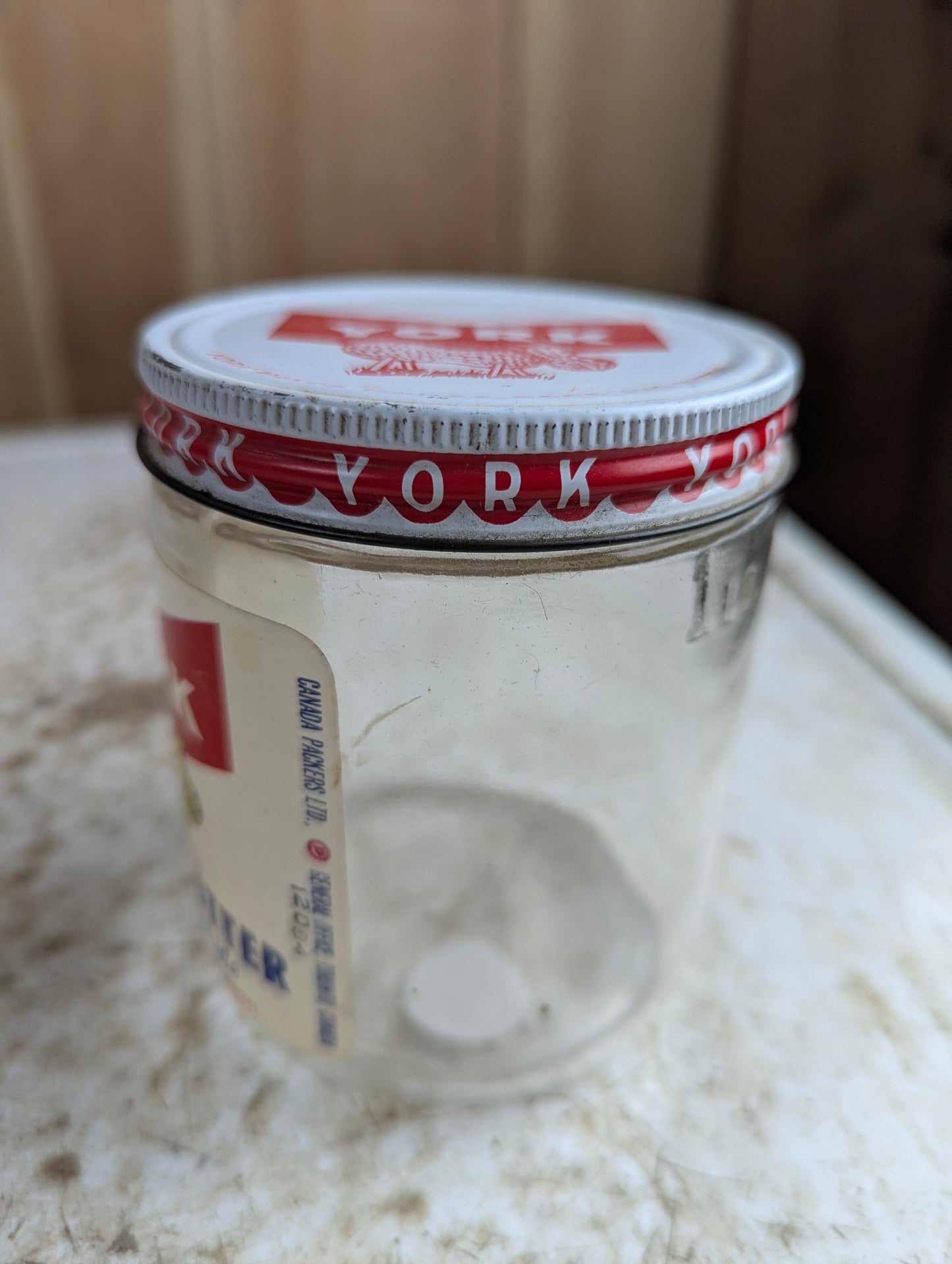Vintage York Peanut Butter Glass Jar with Original Label and Lid