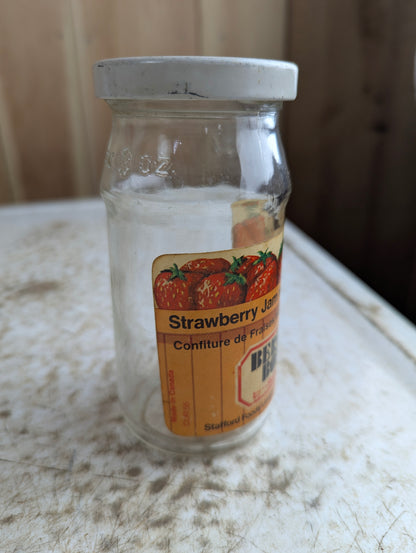 Vintage Berry Box Strawberry Jam 9oz Glass Jar with Original Label and Lid