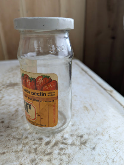 Vintage Berry Box Strawberry Jam 9oz Glass Jar with Original Label and Lid