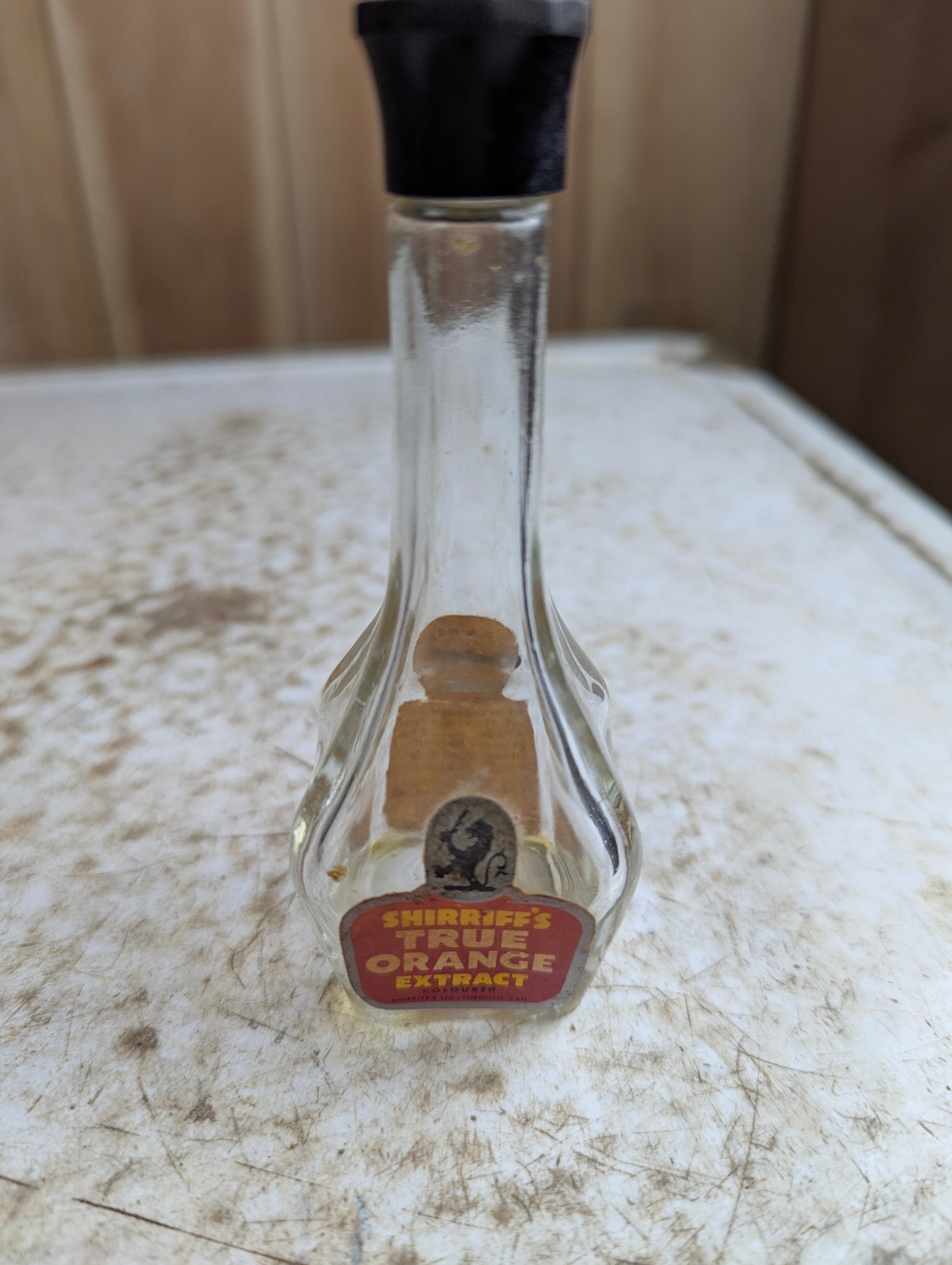 Vintage Shirriff's True Orange Extract Bottle with Original Label and Bakelite Cap 1.5oz