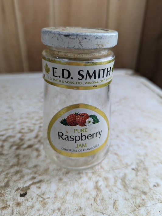 Vintage E.D. Smith Raspberry Jam Winona Ontario Glass Jar with Original Lid and Label