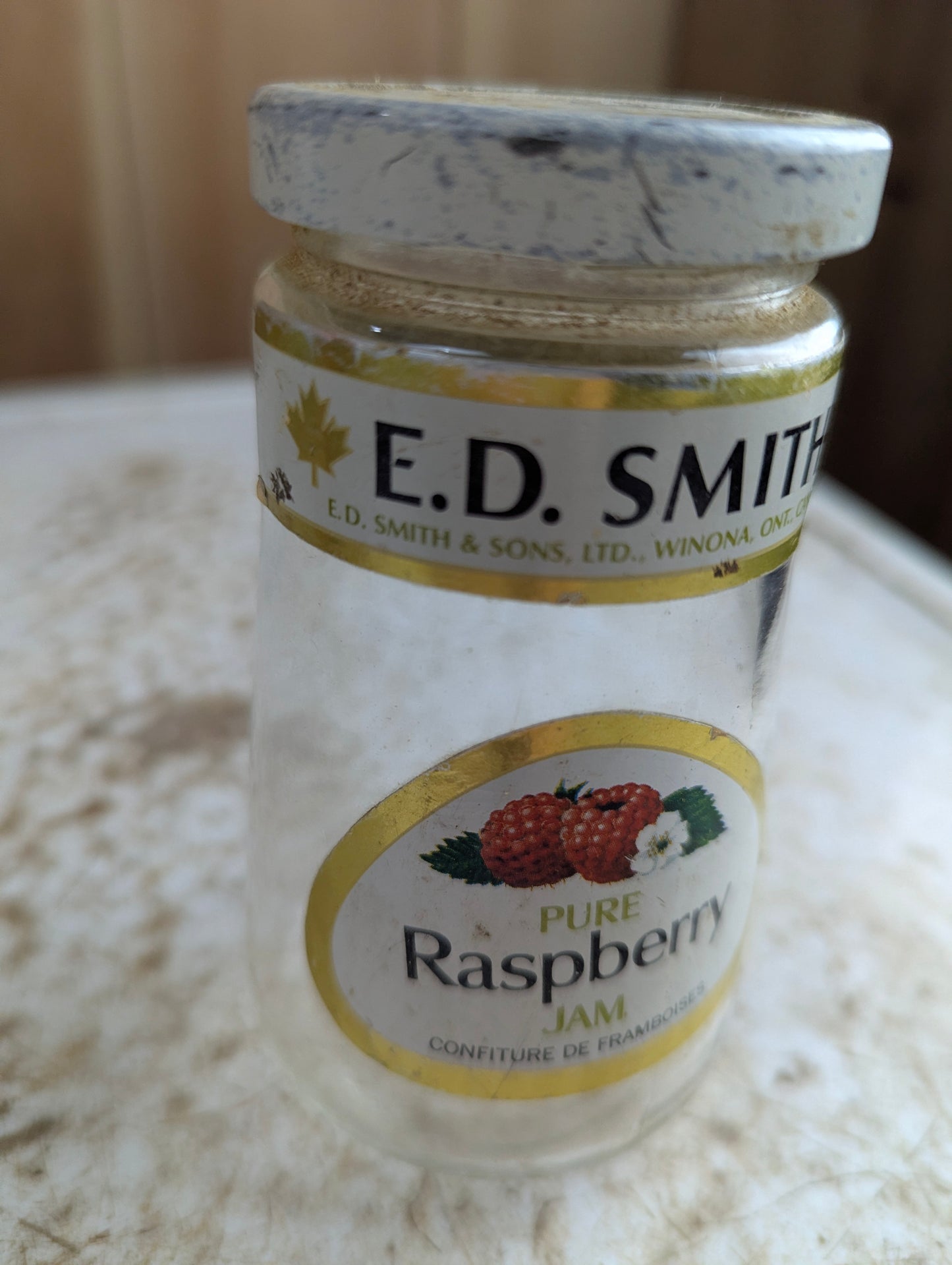 Vintage E.D. Smith Raspberry Jam Winona Ontario Glass Jar with Original Lid and Label