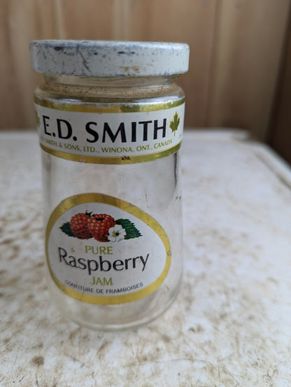 Vintage E.D. Smith Raspberry Jam Winona Ontario Glass Jar with Original Lid and Label