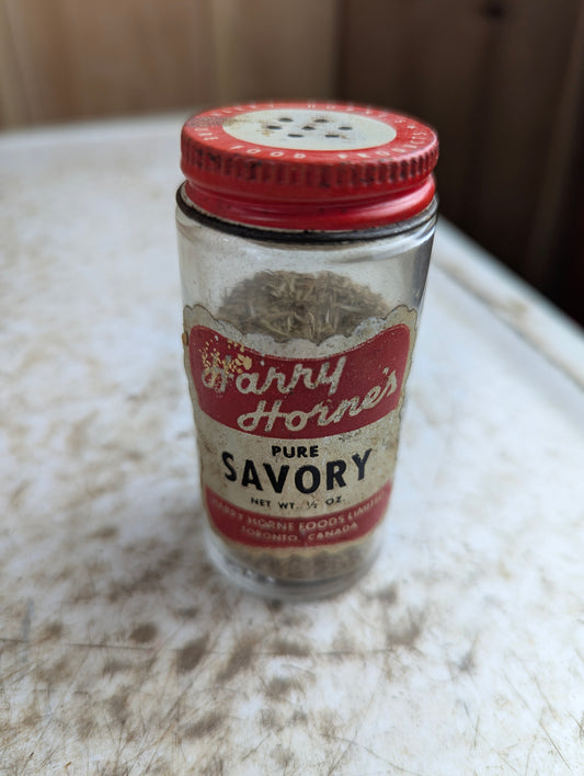 Harry Horne's 1/2oz Savory Bottle Partly Filled with Original Label and Lid