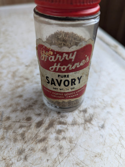 Harry Horne's 1/2oz Savory Bottle Partly Filled with Original Label and Lid