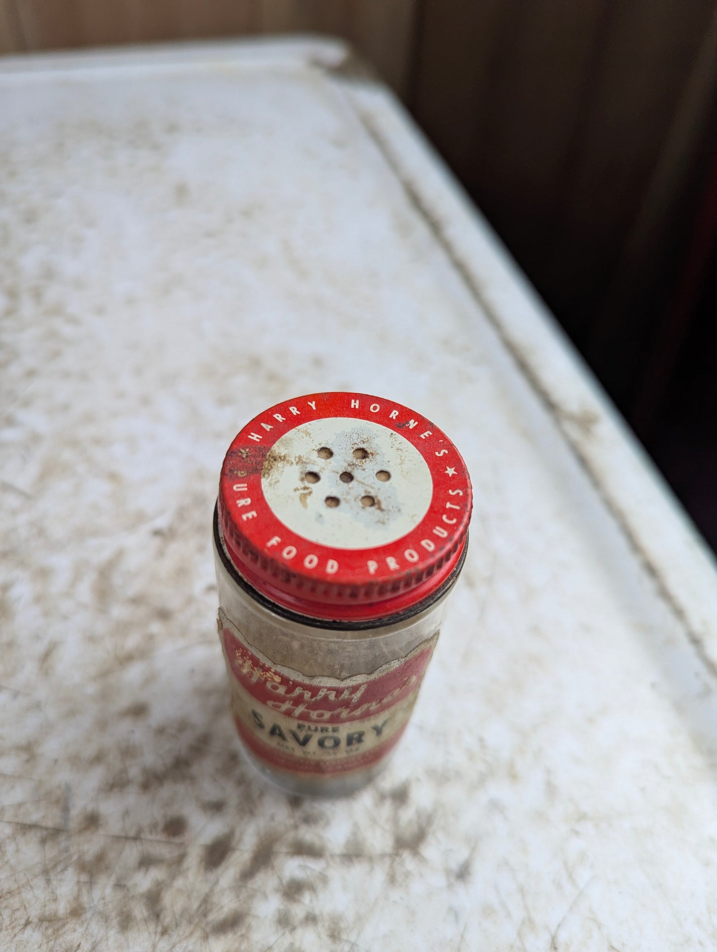 Harry Horne's 1/2oz Savory Bottle Partly Filled with Original Label and Lid
