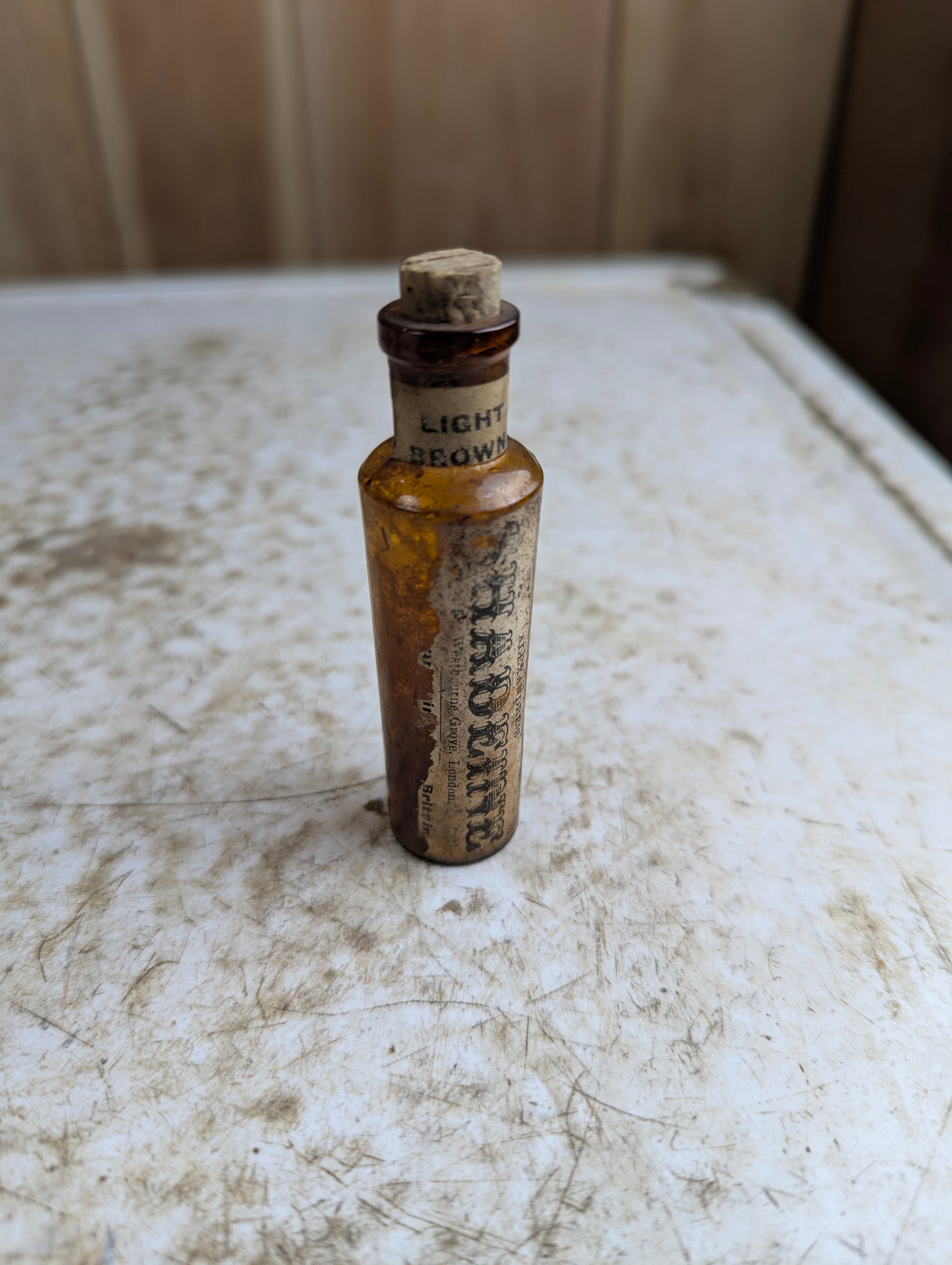 1890s Alexandre's Shadeine Light Brown Hair Dye Bottle with Original Label and Stopper
