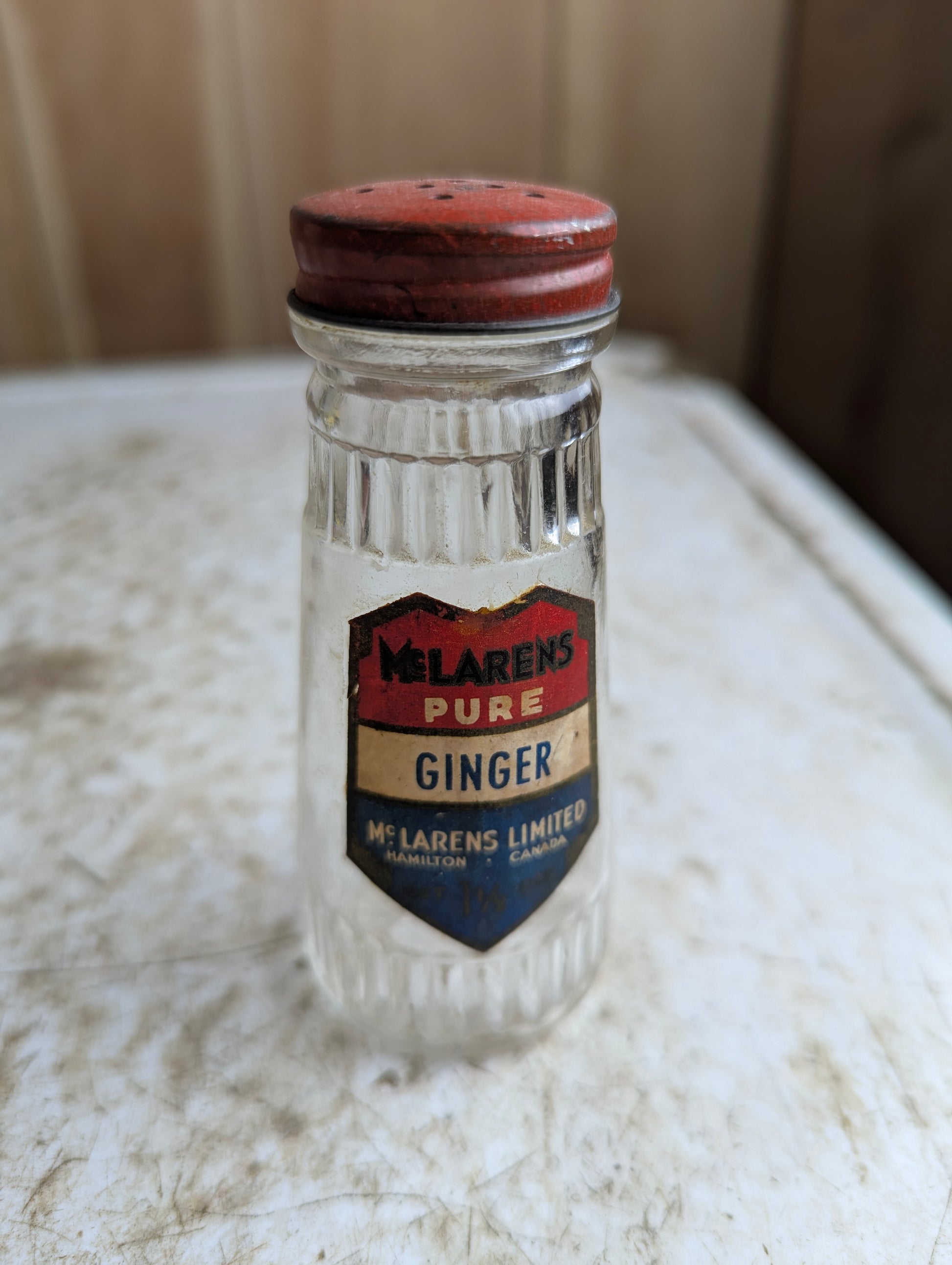 Vintage McLaren's 1.5oz Pure Ginger Spice Bottle with Original Label and Cap