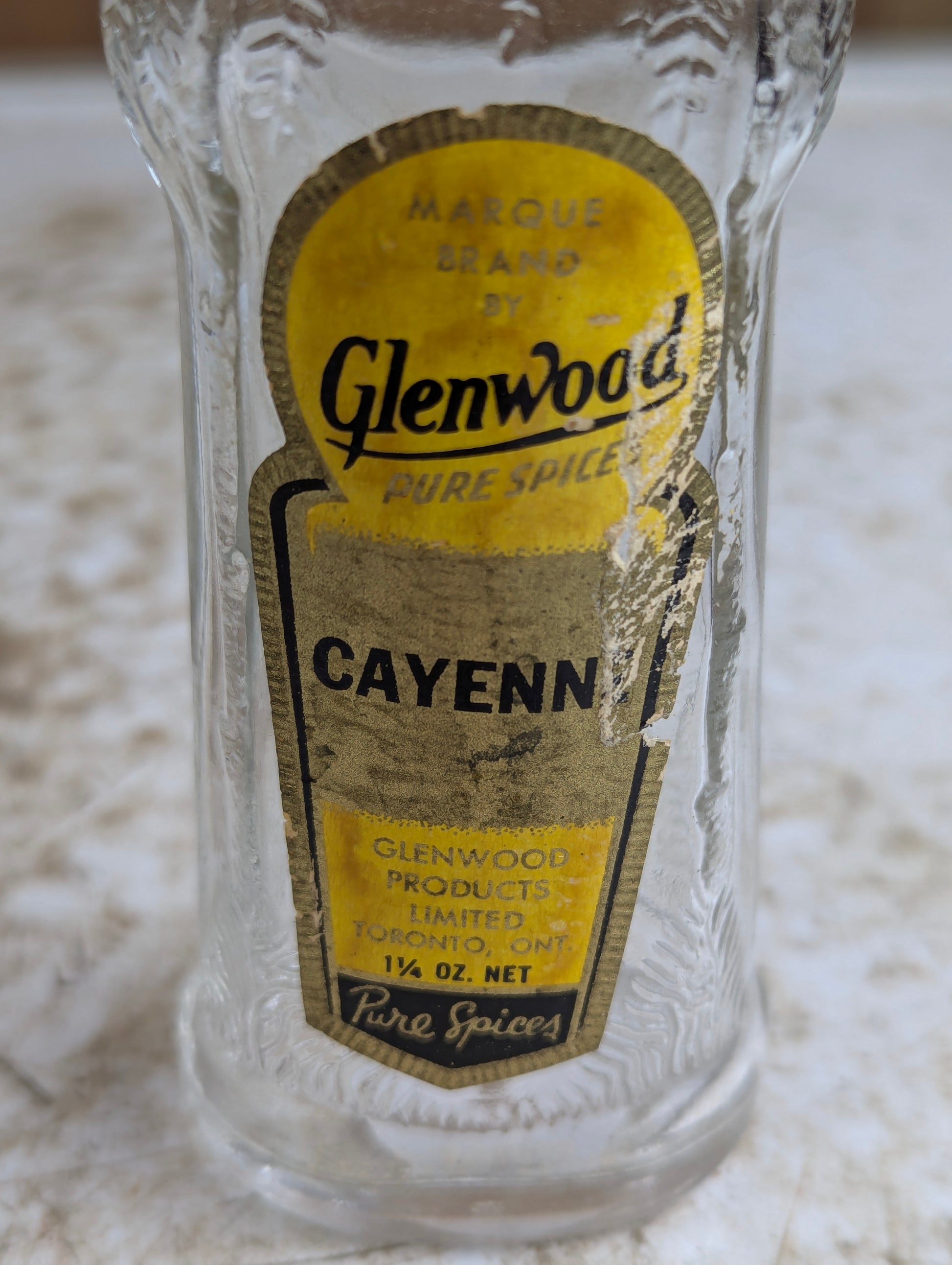 Vintage Glenwood 1.25oz Cayenne Spice Bottle with Original Label and Cap