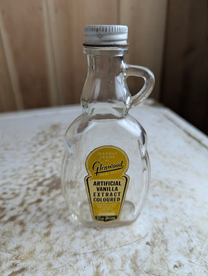 Vintage Glenwood 4oz Artificial Vanila Extract Bottle with Original Lid and Label