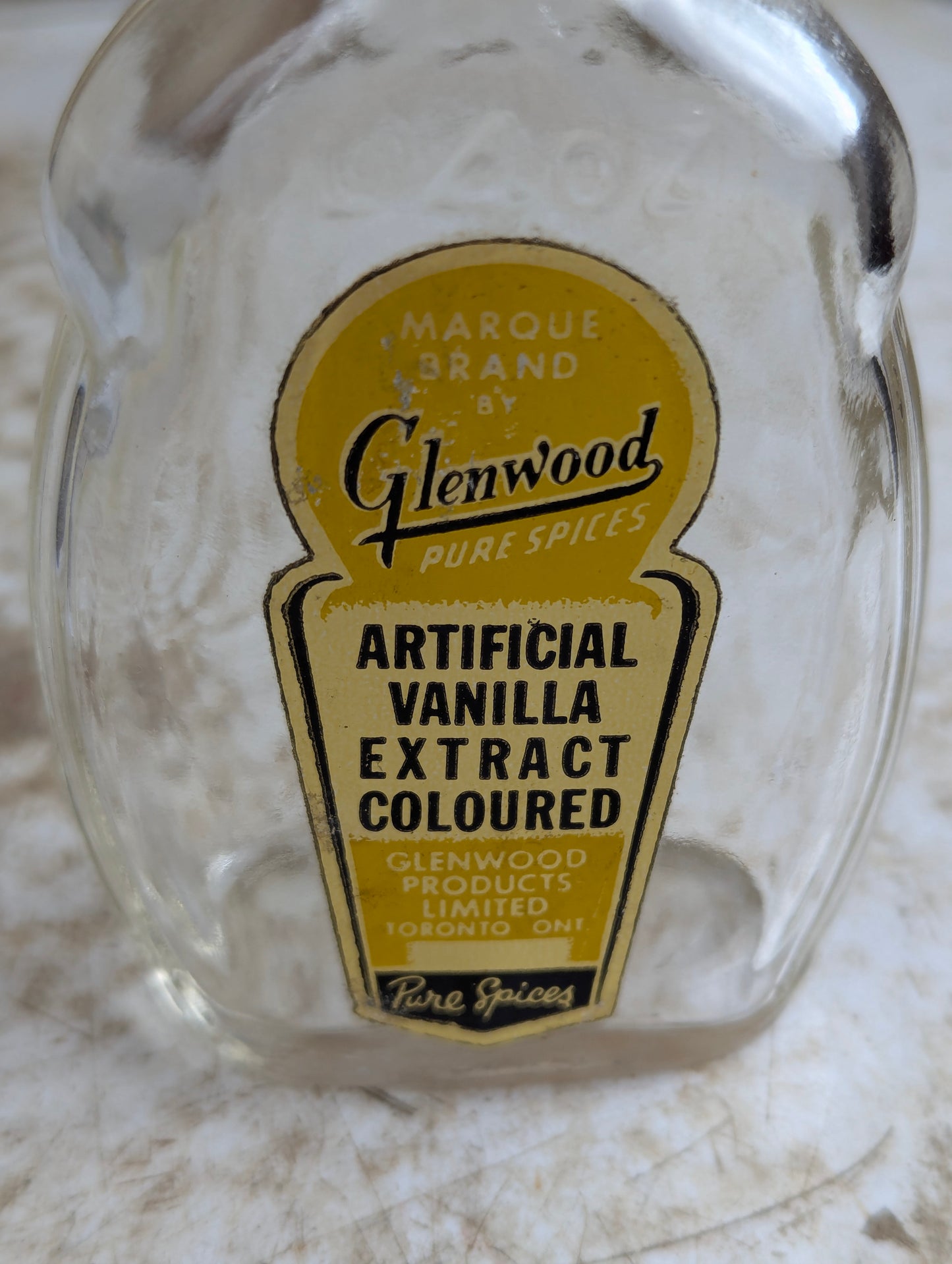 Vintage Glenwood 4oz Artificial Vanila Extract Bottle with Original Lid and Label