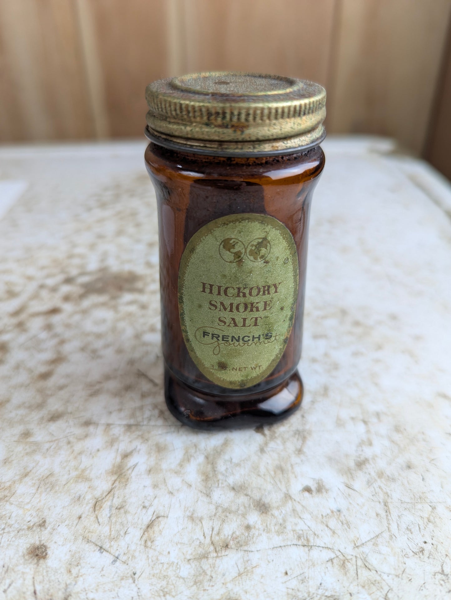 Vintage French's Hickory Smoke Salt 3oz Glass Bottle with Original Label and Lid